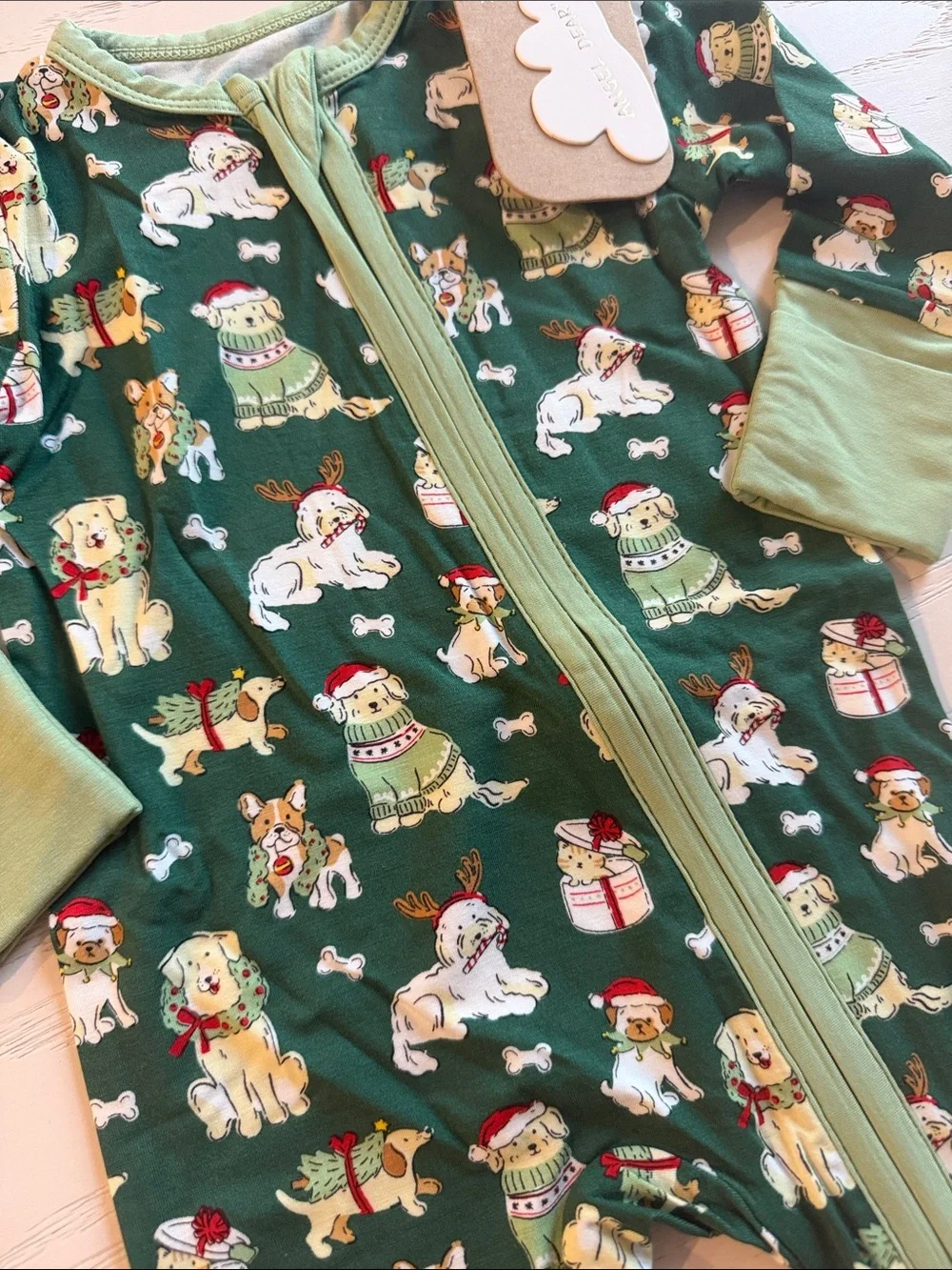 Angel Dear Christmas Holiday Dogs Puppy Convertible Romper 0-3 3-6 6-12 12-18